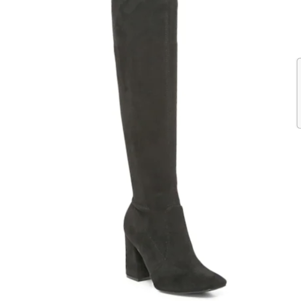 Black high chunky heel over the knee boots faux suede good condition